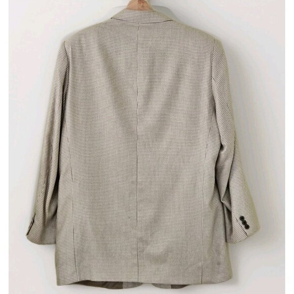 Holt Renfrew Blazer Men US 48 Cream Beige Silk Lined Union Made 2B Ventless FLAW - Picture 2 of 16